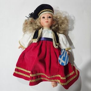 Vintage Doll From Greece In Traditional Dress  11.5" Tall